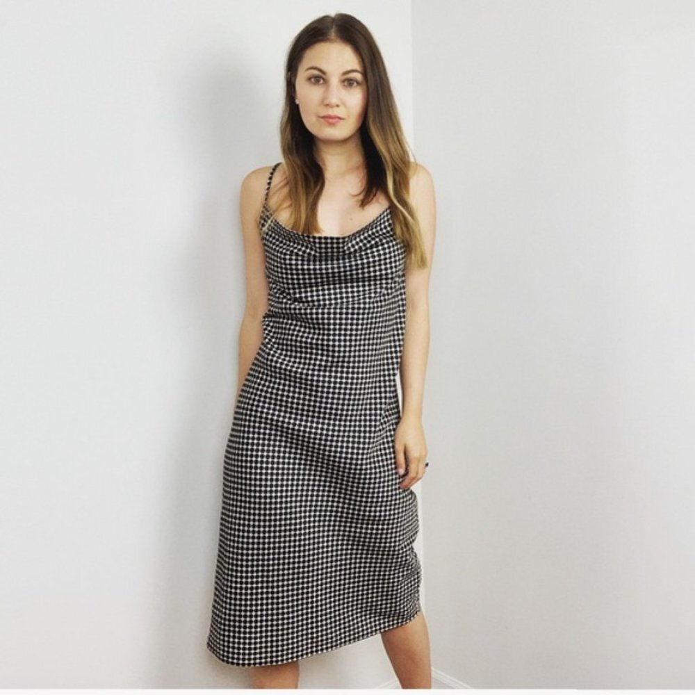 C/MEO Collective | Cowl Neck Cluster Polka Dot Shift Sleeveless Dress Small